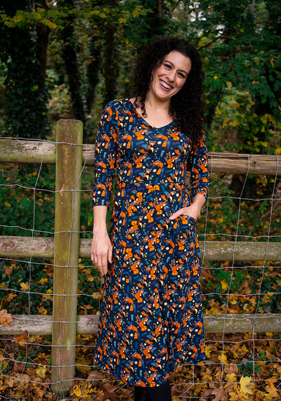 Ripley Red Pandas Print Cotton Midi Dress