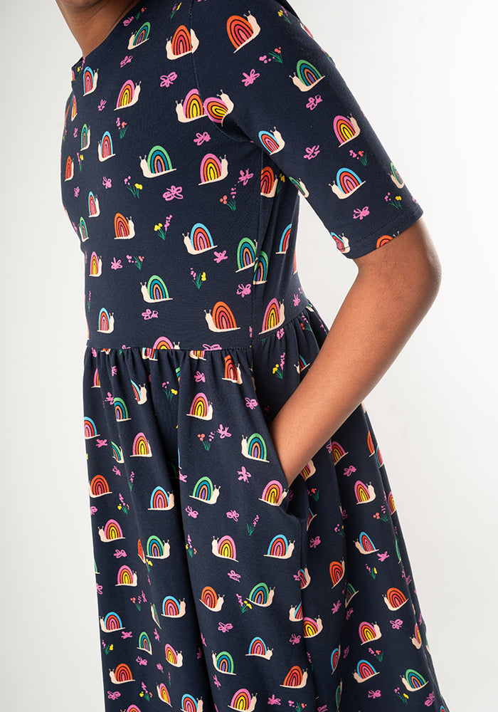 Children's Rainbow Snails Print Cotton Dress (Sheridan)