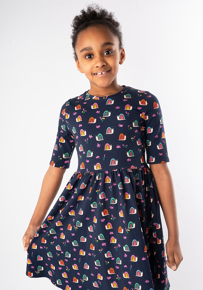 Children's Rainbow Snails Print Cotton Dress (Sheridan)