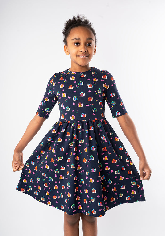 Children's Rainbow Snails Print Cotton Dress (Sheridan)