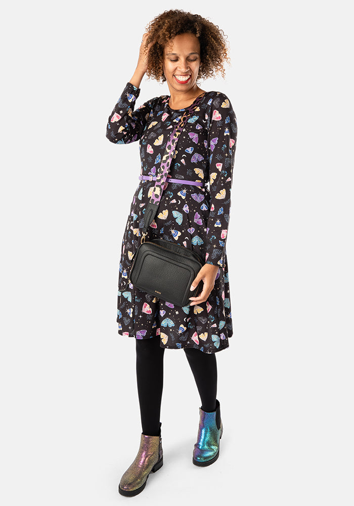 Soraya Midnight Moth Print Dress