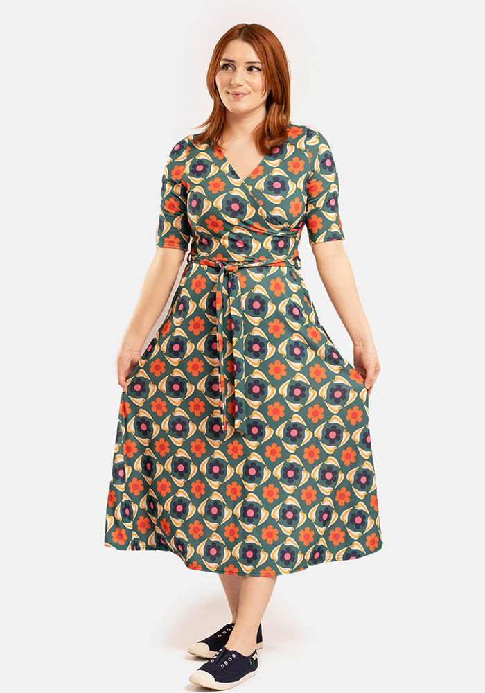 Stevie-Jane Retro Bird Print Midi Dress