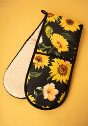 Black Sunflower Print Popsy Oven Glove