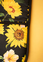 Black Sunflower Print Popsy Oven Glove