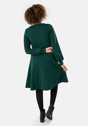 Sydney Bottle Green Wrap Neck Dress