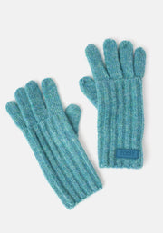 Teal Knitted Long Length Gloves