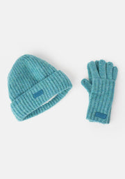 Teal Knitted Long Length Gloves