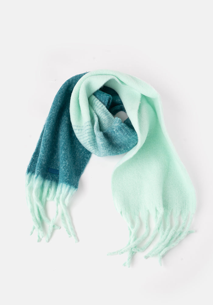 Teal Two Tone Cosy Knitted Scarf