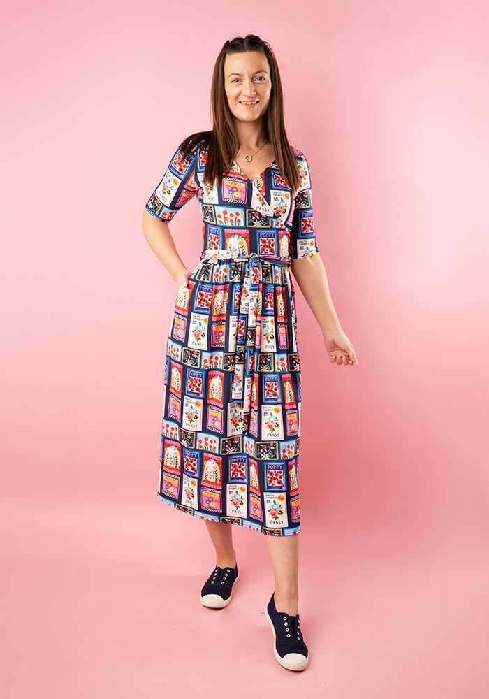 Terrie Seed Packet Print Midi Dress