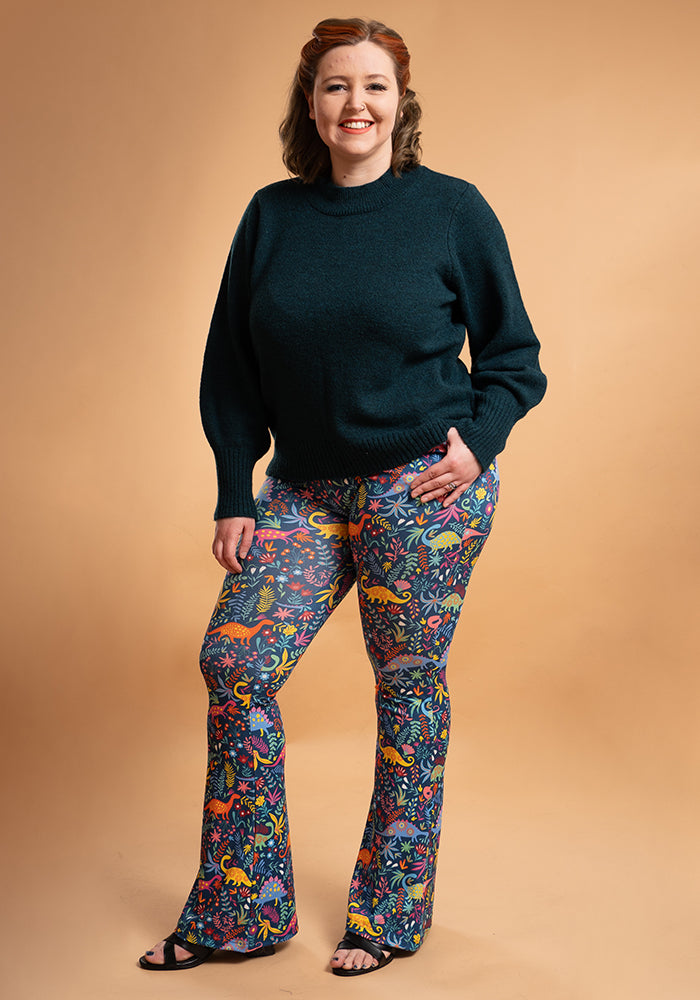 Tina Dinosaur Print Full Leg Flare Leggings