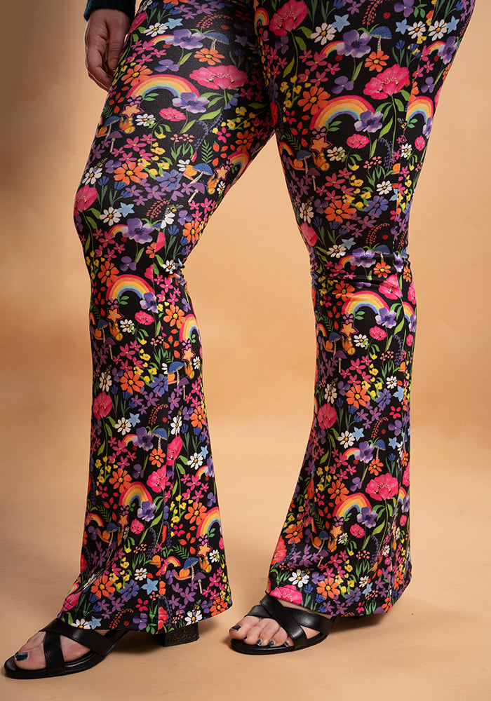 Tina Rainbow Garden Print Full Leg Flare Leggings