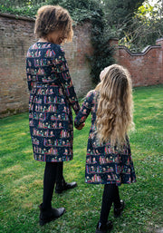 Children's Elf Bookshelf Print Dress (Cheery)