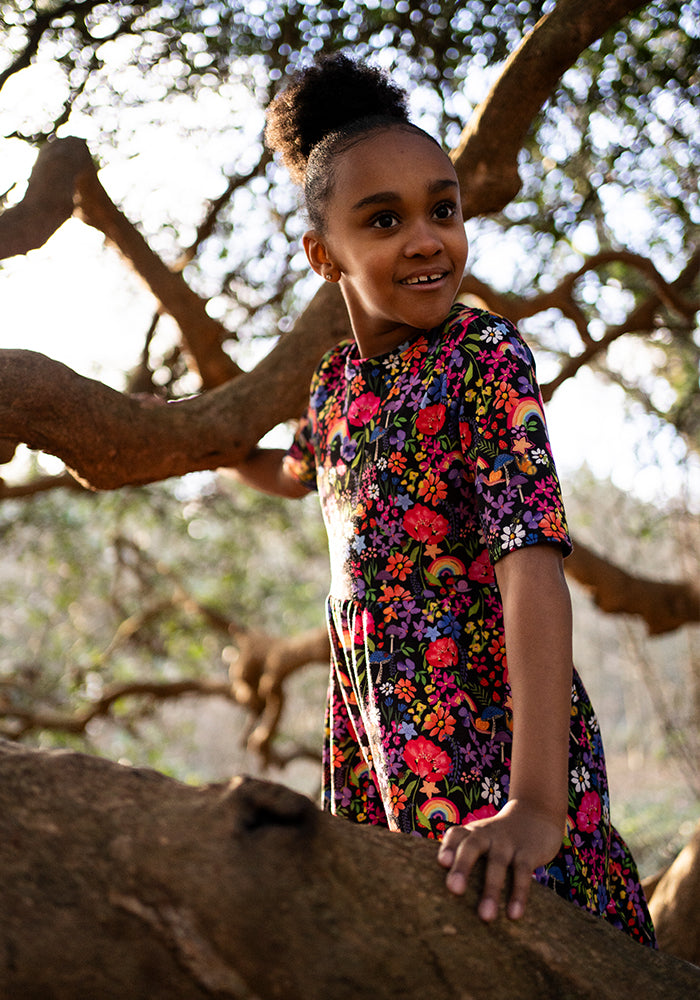 Children's Garden Rainbow Print Dress (Farrah)