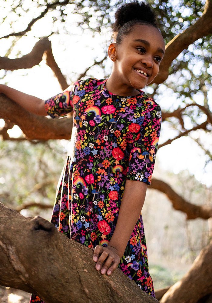 Children's Garden Rainbow Print Dress (Farrah)