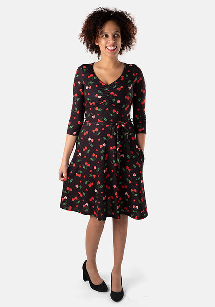 Anastasia Cherry Heart Print Dress – Popsy Clothing