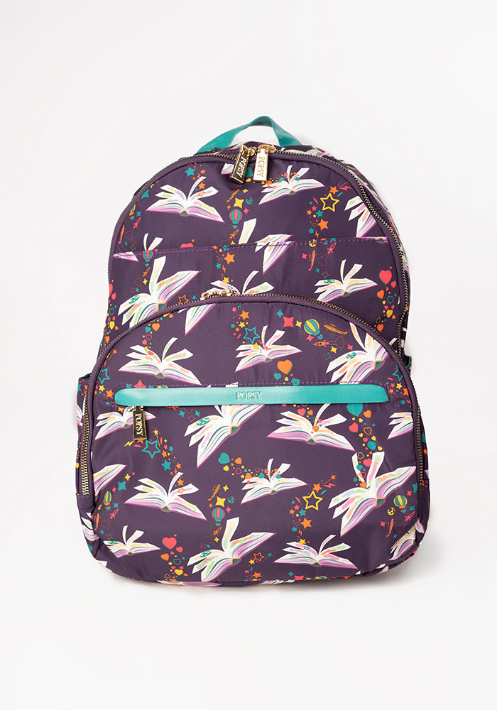 Purple Book Print Rucksack