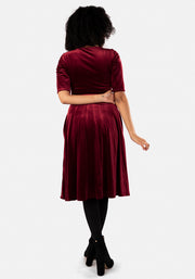 Elfin Wine Velvet Swing Dress