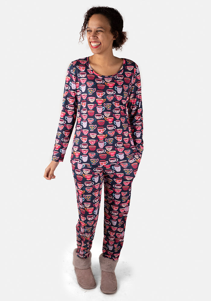 Saffron Tea Cup Print Pyjama Set – Popsy Clothing